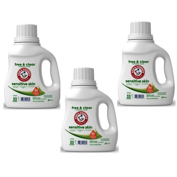 3 Pack - ARM & HAMMER Sensitive Skin Free & Clear, 33 Loads Liquid Laundry Detergent, 33 Fl oz
