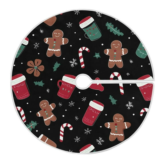 Ryvnso Christmas Tree Skirt Gingerbread Candy Cane Christmas Xmas Tree Skirts Ornament Home Decorations 35.4"
