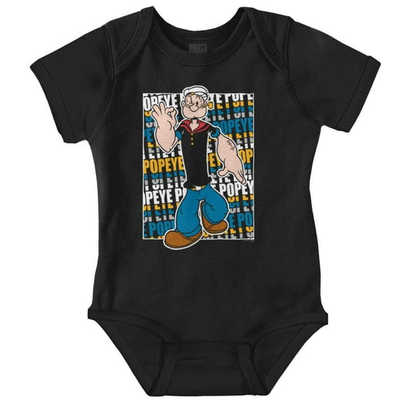 Classic Retro Popeye the Sailor Man Romper Boys or Girls Infant Baby Brisco Brands NB