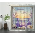 thumbnail image 2 of HVEST Summer Beach Coastal Shower Curtain with Inspirational Quotes and Purple Vase Floral Design - Starfish Seashell Bathroom Decor, Waterproof Polyester Fabric, Includes 12 Hooks, 72x78 Inches, 2 of 6