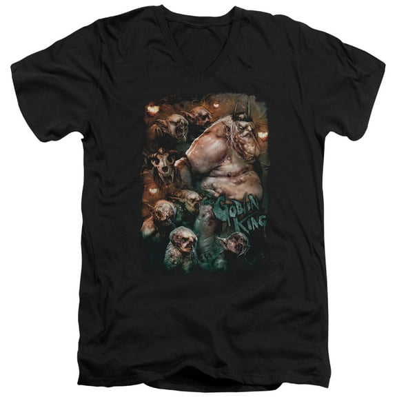 The Hobbit Goblin King S/S Adult V-Neck T-Shirt Black