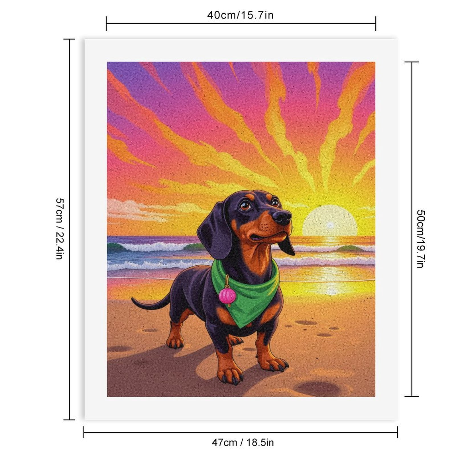 Paint by Numbers Kit for Adults, Dachshund Sunset Beach Scene Paint by Numbers, Easy Paint by Numbers Kit for Adults Beginner, DIY Adult Paint by Number Kits on Canvas, 12x16in Home Decor