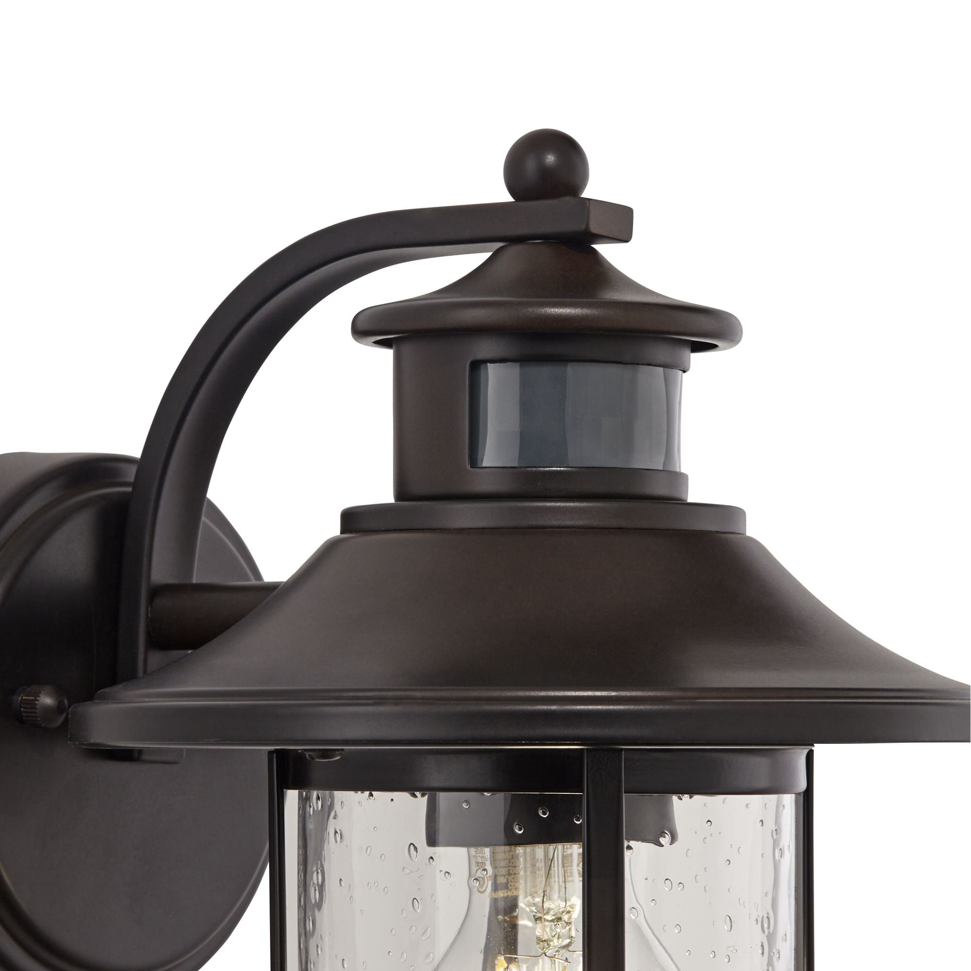 John Timberland Habitat Rustic Industrial Outdoor Wall Light Fixtures Set of 2 Bronze Dusk to Dawn Motion Sensor 11 1/4" Seedy Glass for Exterior