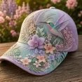 thumbnail image 2 of The Garden Morning 2026 Floral Floral Bird Print Baseball Cap Breathable Birds Cap Vintage Sun Hat Adjustable Hat for Women Outdoor Daily Wear, 2 of 8