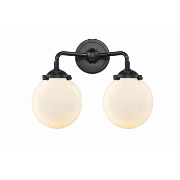Innovations 2-LT LED Beacon 14" Sconce - Brushed Satin Nickel - 284-2W-OB-G201-6-LED
