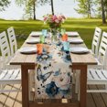 thumbnail image 4 of Vintage Blue Floral Table Runner 90 Inches Long,Butterflies Watercolor Flower Tan Cotton Linen Table Runners Dresser Scarves,Fabric Tabletop Scarf Furniture Cover for Home Dinner Party 13"x90", 4 of 8