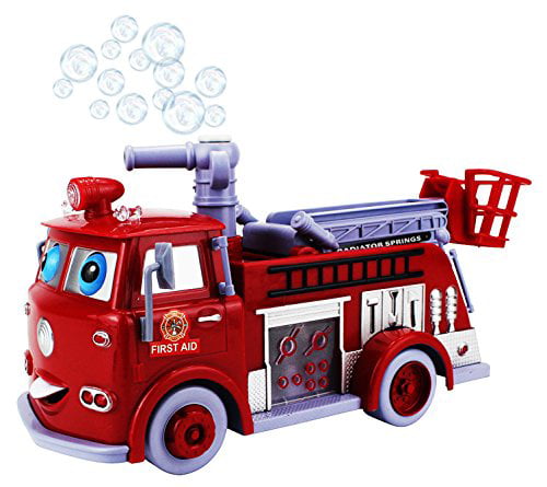 Cartoon Fire Rescue Pumper Bubble Blowing Bump & Go Battery Operated ...