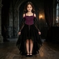 thumbnail image 2 of IWRICH Halloween Dress for Girls Witch Mesh Gothic Fall Maxi Dress off Shoulder Halloween Party Dresses, 2 of 8