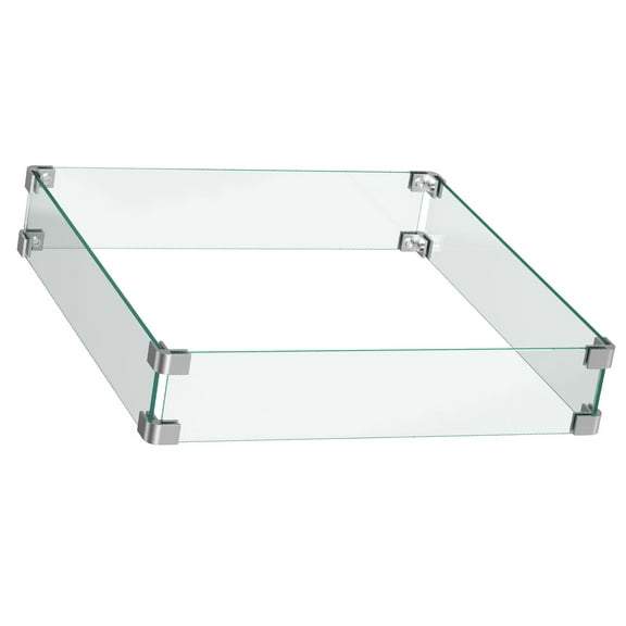 Philergo Fire Pit Wind Guard, Tempered Glass Wind Guard for 28/32 Inch Square Propane Fire Pits