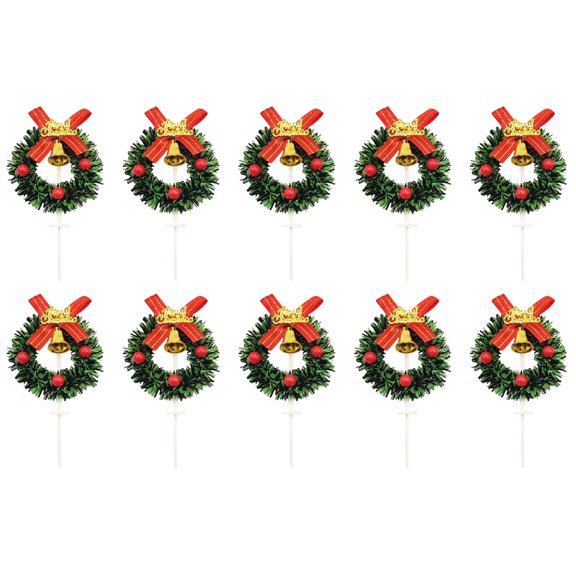 10 Pieces Mini Christmas Wreaths 2.56" Artificial Xmas Wreath Hanging Ornaments for Cake Decor,Cute Miniature Wreaths for Door Windows Wall Stairs Christmas Tree Decorations