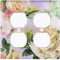 thumbnail image 3 of Metal Light Switch Plate Outlet Cover Flower White Rose Purple ROS012, 3 of 13