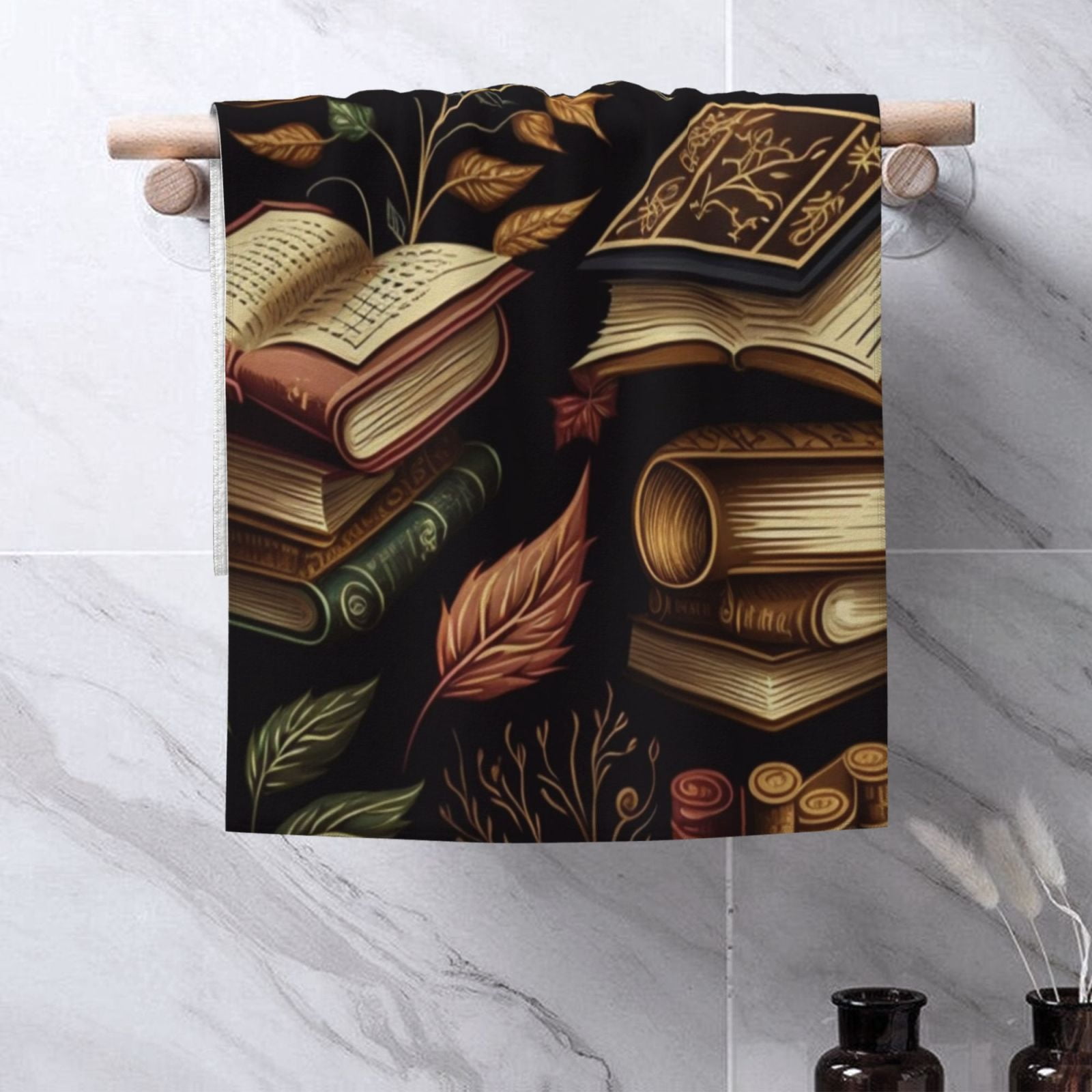 Library Books Magic Book 27.5" x 16" Ultra Soft Hand Towel, Face Wash Cloth for Bathroom, Gym, Travel, Pool