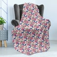 thumbnail image 4 of Garden Art Soft Flannel Fleece Blanket, Illustration of Flowers in Victorian Style Exotic Butterflies and Pink Blossoms, Cozy Plush for Indoor and Outdoor Use, 60" x 80", Multicolor, by Ambesonne, 4 of 5