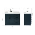 thumbnail image 3 of Ariel Hepburn 43 In. Left Offset Rectangle Sink Vanity With White Quartz Countertop In Midnight Blue, 3 of 9