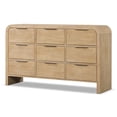 thumbnail image 3 of Furniture of America Riven Arched Solid Wood 9-Drawer Dresser, Natural, 3 of 12