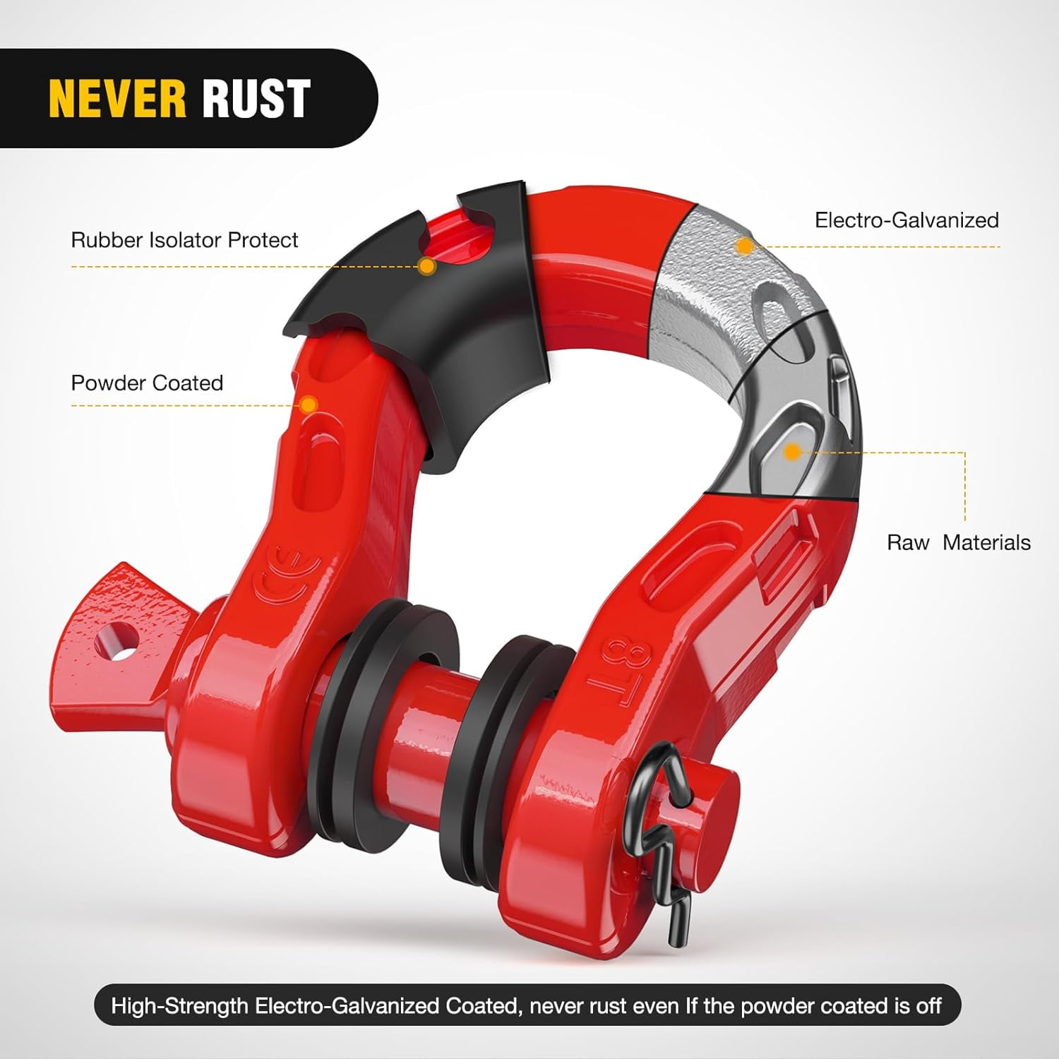 Nilight 2 Pack 3/4" Mega D-Ring Shackle with 7/8" Screw Pin 68,000LBS Break Strength, Heavy Duty Off Road Recovery Shackle for Use with Tow Strap, Winch, Off-Road Jeep Truck Vehicle, 2 Years Warranty