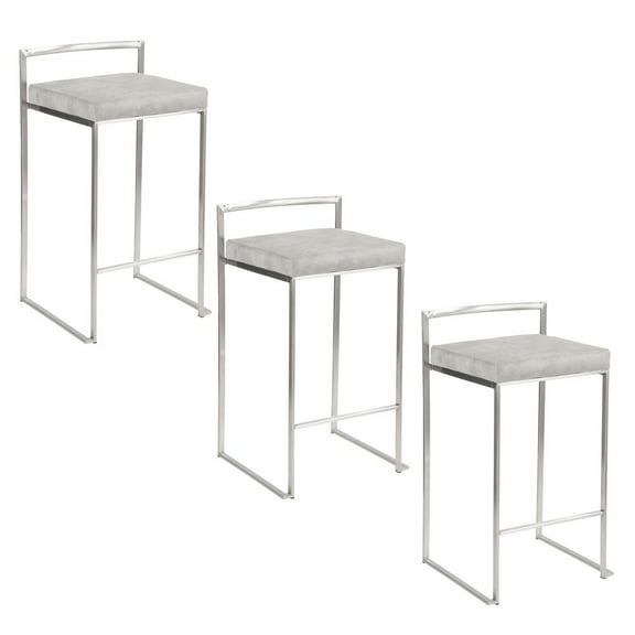 LumiSource Fuji Stacker 26" Fixed-Height Counter Stool - Set of 3