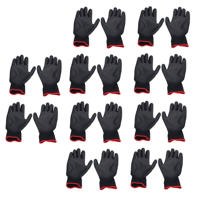 Guantes recubiertos de PU, 10 pares de guantes de nailon recubiertos de seguridad para el trabajo Paquete de guantes de trabajo de seguridad elegantes y modernos