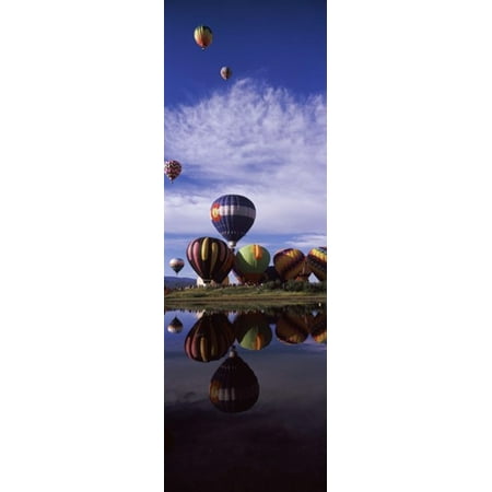 Reflection of hot air balloons in a lake Hot Air Balloon Rodeo Steamboat Springs Routt County Colorado USA Poster