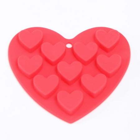 

Heart Shaped Silicone Chocolate Molds Candy DIY Baking Trays 10-Cavity