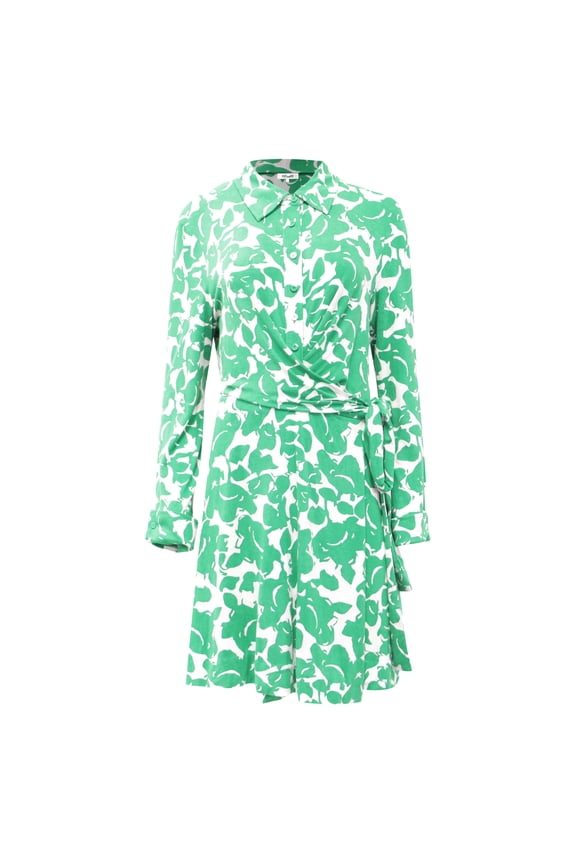 Pre-Owned Diane Von Furstenberg Didi Printed Mini Wrap Dress in Green Viscose