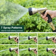 FANHAO Heavy Duty Metal Hose Nozzle, High Pressure Watering Nozzle with 7 Spray Patterns for Garden