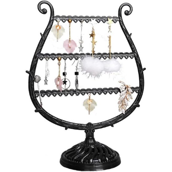 1 Pack Lovely Heart-shaped Earring Holder - Black Plastic Earring Organizer, Girl Jewelry Holder, Perfect for Dressing Table, Nightstand and Countertop Jewelry Display (Wineglass Shape)
