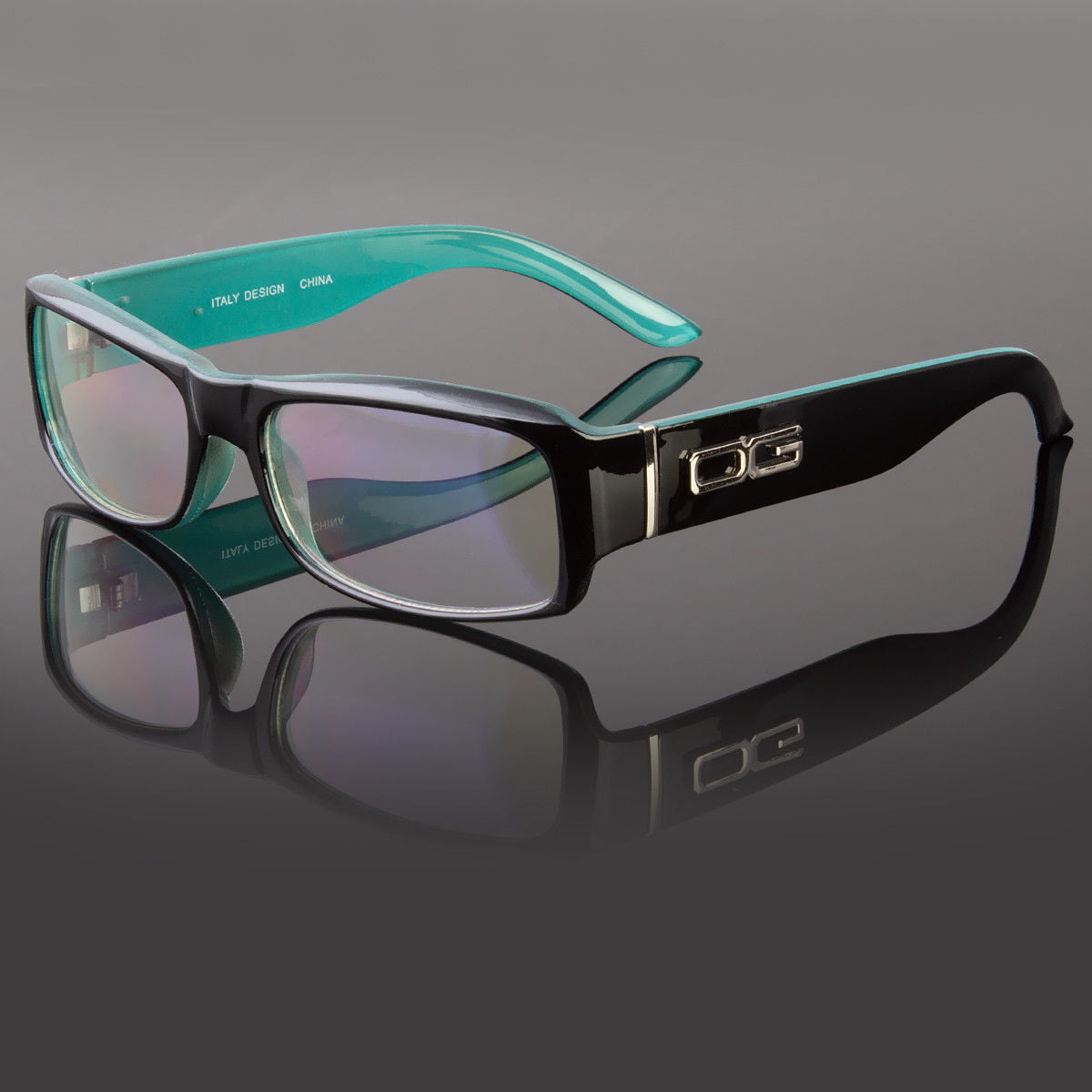 DG Square Clear Lens Frame Glasses Fashion Nerd Mens Womens Designer Green