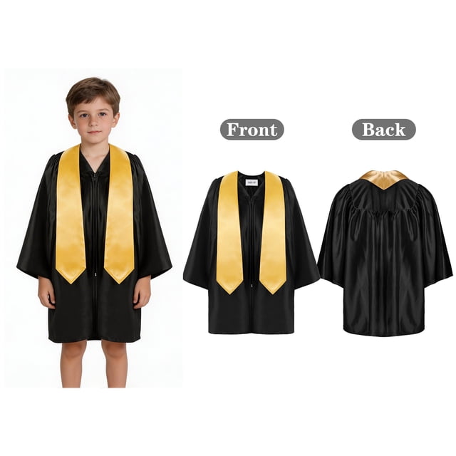 Robes de Finissants pour Enfants, Étole de Remise des Diplômes Pré-K, Ensemble de Robe Noire, Promotion 2026, 3-4 Ans