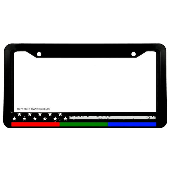Support Police Firefighters Military Subdued Red Blue Green Flag License Plate Frame