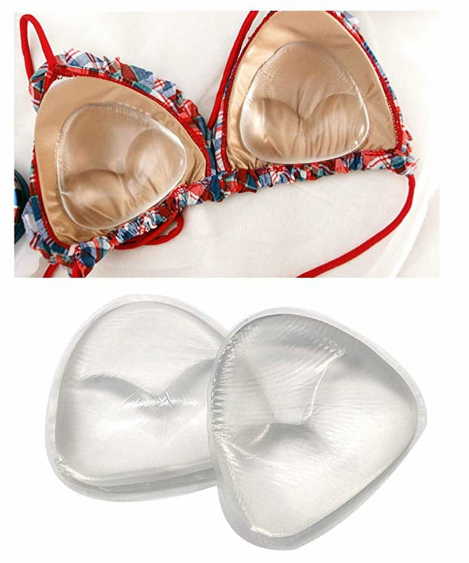 1 Pair Silicone Triangle Push-up Breast Pads Cleavage Enhancer Swimsuit,  Bikini and Bra Inserts for Summer(Clear/L) 
