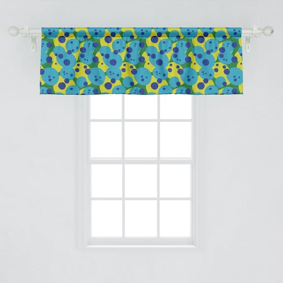 Ambesonne Abstract Window Valance, Circles Ovals Rounded Wobbly Geometrical Points Vintage Bubbly Boho Illustration, Curtain Valance for Kitchen Bedroom Decor with Rod Pocket, 54" X 18", Multicolor