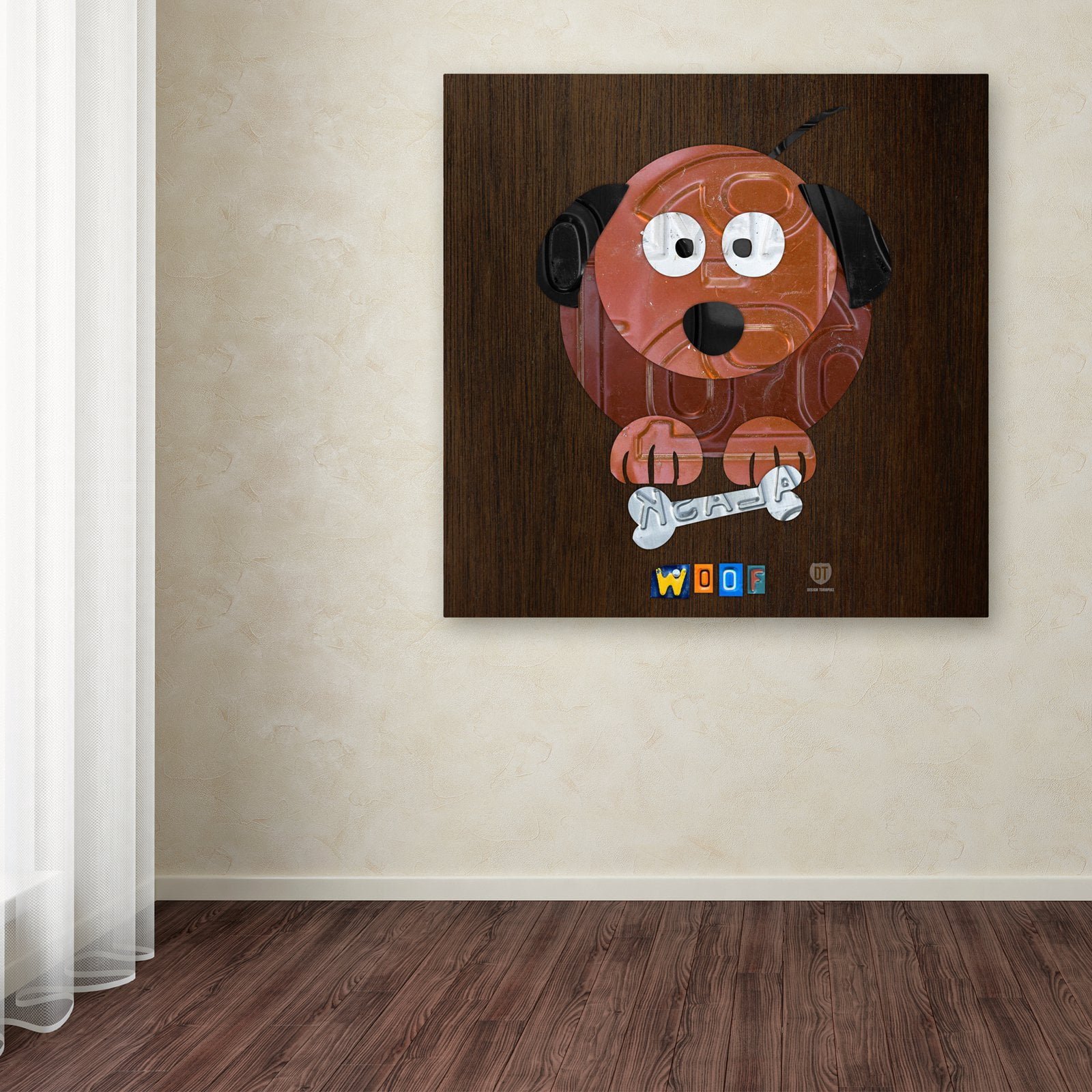 Trademark Fine Art 'Woof The Dog' Canvas Art by Design Turnpike, White Matte, Black Frame
