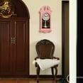 thumbnail image 3 of Clockswise 20" Vintage-Inspired Plastic Grandfather Wall Clock with Realistic Wood-Grain Finish Swinging Pendulum Battery-Operated Decorative Accent for Home Office Living Room Kitchen Hallway, Pink, 3 of 8