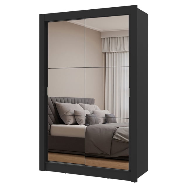 Ropero Closet Madesa Milano 2 Puertas 2 Espejos Negro 1