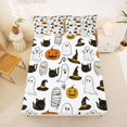 thumbnail image 5 of Manfei Spooky Pumpkin Lantern Bed Sheets,Ghost Print Halloween Full Size Sheets,4pcs,1 Flat Sheet,1 Fitted Sheet and 2 Pillowcases, 5 of 6