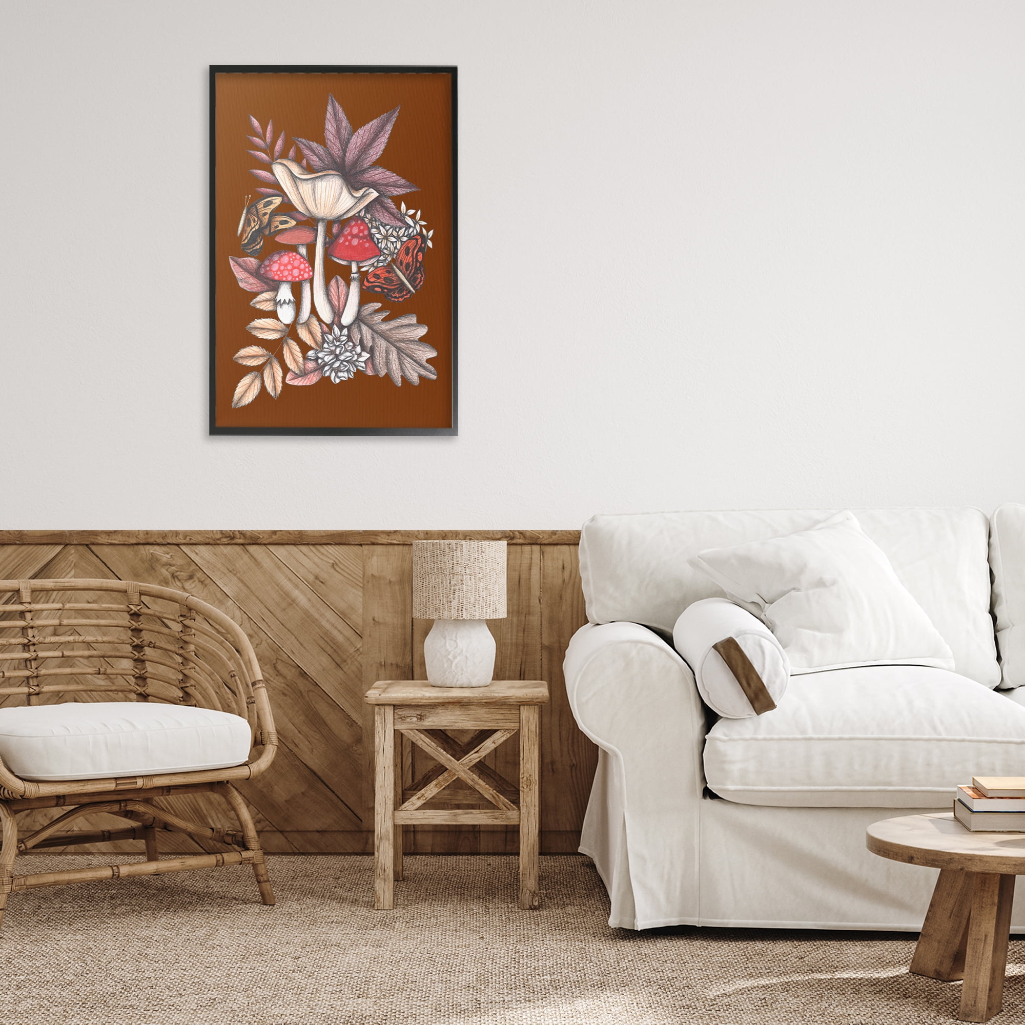 Autumn Mushrooms Magic Black Framed Giclee Art, design by Cecilia Battaini