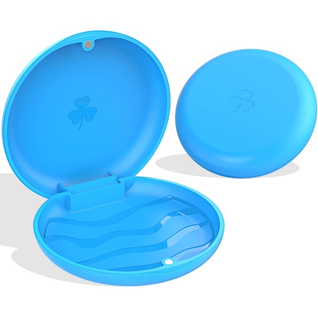 ARGOMAX-2 PCS Retainer Case Thin and Light Aligner Case, Magnetic Closure Retainer Case, Easy To Carry Retainer Holder Case - Blue.