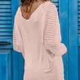thumbnail image 2 of Blusa informal de cuello en V con manga larga y malla a rayas para mujer, 2 of 4