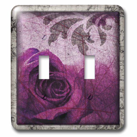 3dRose, Purple Rose Grunge, double toggle switch