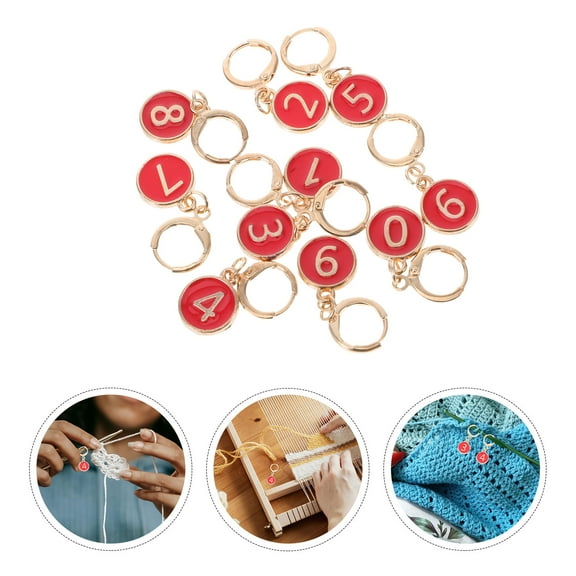 Hemobllo Knitting Stitch Counter Row Counters Red Alloy 1 Set