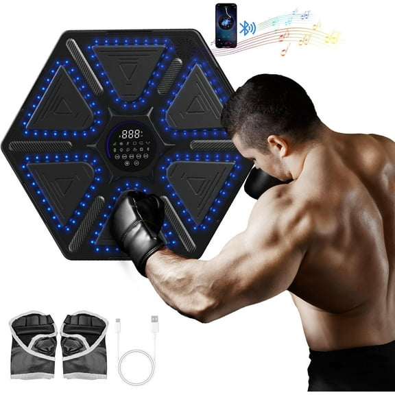 Music Boxing Machine for Adults and Kids with Boxing Gloves, Boxing Machine Wall Mounted for Boxing Training, Smart Boxing Training Punching Equipment for Home, Gym,Indoor