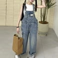 thumbnail image 2 of UACY Girls Denim Overalls Vintage Buttons Adjustable Strap Jean Jumpsuit Kids Casual Loose Fit Dungarees Pants Bib Workwear (Light Blue, 9-10 Years), 2 of 9