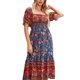 thumbnail image 1 of Txlixc Vestido bohemio de verano para mujer, falda de pastel de una pieza estilo bohemio con estampado floral en el pecho de manga corta Txlixc  Estilo de ocio, 1 of 5