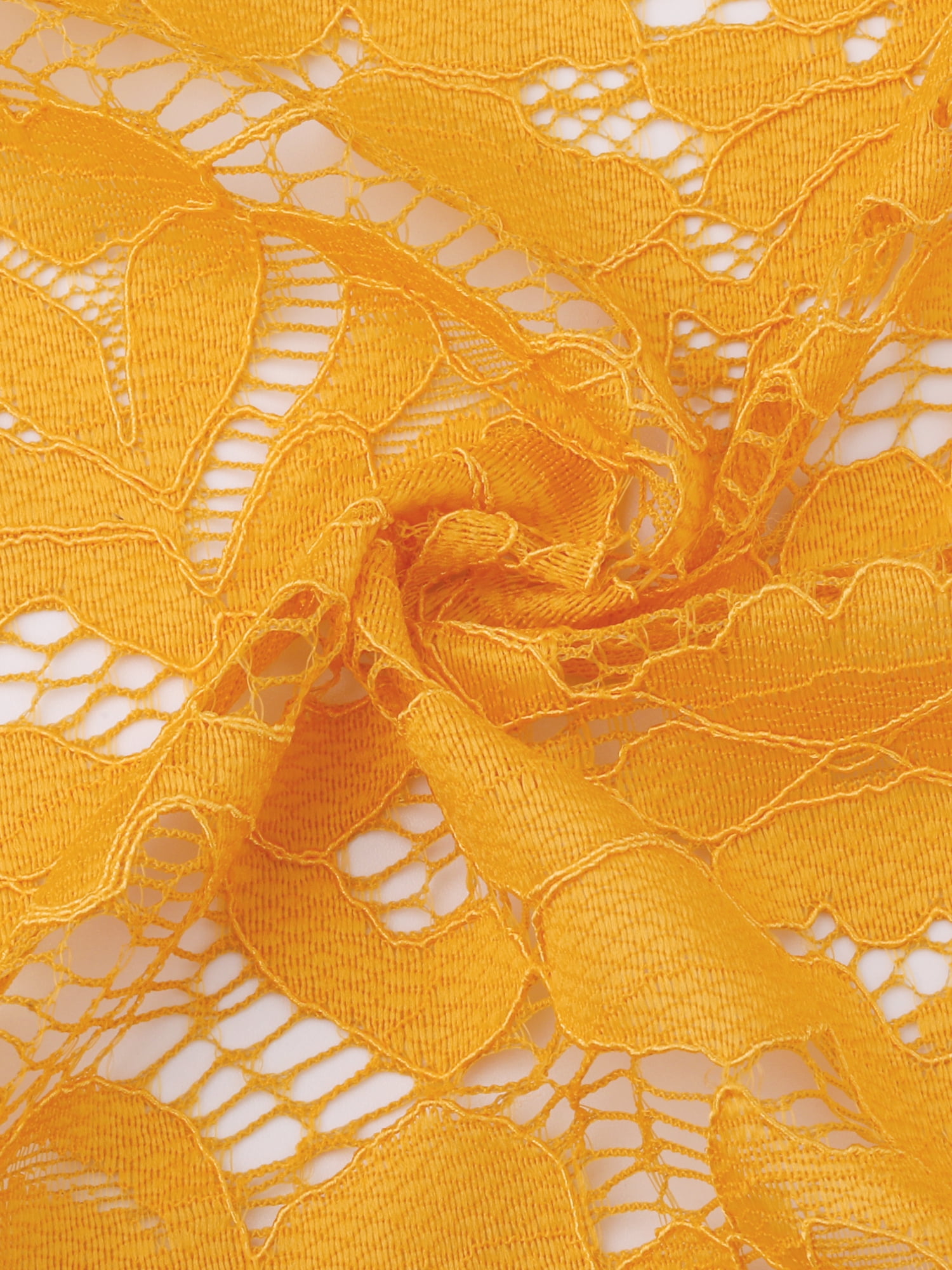 DARING DIVA 3/4 Sleeve Sheer Floral Lace Shrug Top XS Yellow