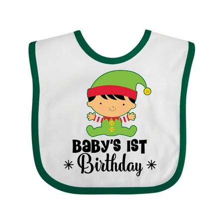 

Inktastic 1st Birthday Christmas Elf Boys Baby Bib
