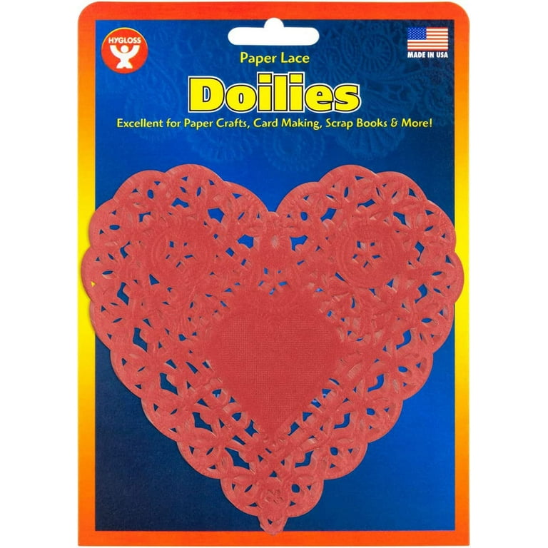 Hygloss Products Heart Paper Doilies - 4 Inch Red Lace Doily for  Decorations, Crafts, Parties, 100 Pack