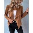 thumbnail image 6 of Women'S Faux Suede Jackets Fashion Fall Clothes Long Sleeve Open Front Cropped Coat Outwear Brown S, 6 of 9