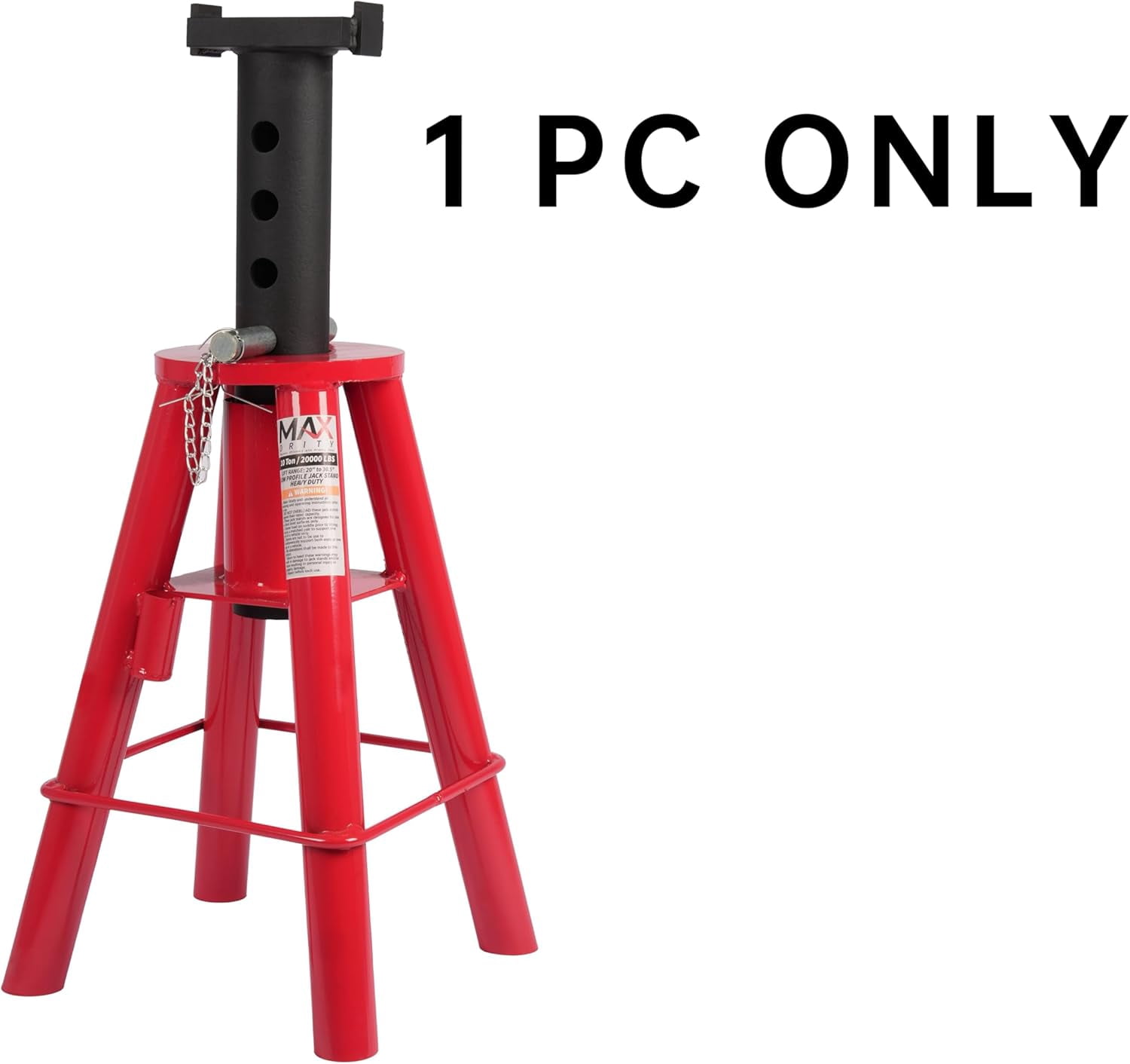10 Ton (20,000) Medium Heavy-Duty Jack Stands, 1 PC, 20″ to 30.5″