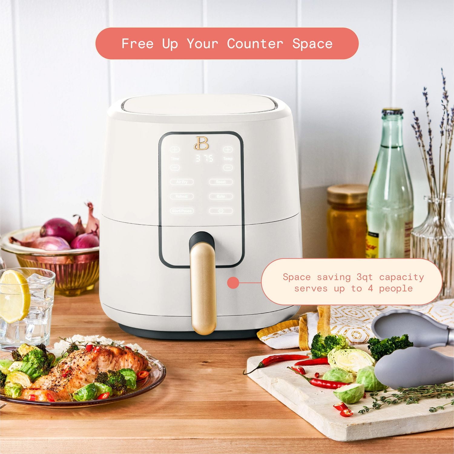 Beautiful 3 Qt Air Fryer with TurboCrisp Technology by Drew Barrymore, Beautiful 3Qt Air Fryer